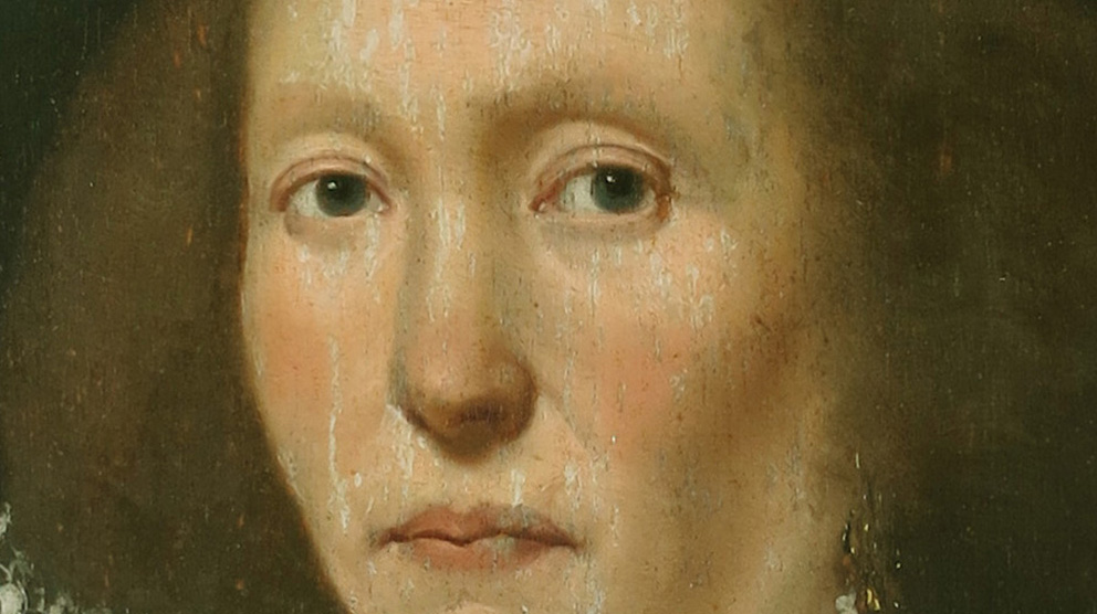 Detail before treatment - 17 century woman portrait